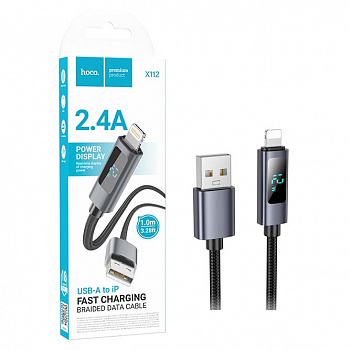 Кабель Hoco X112 (USB to Lightning) Favor charging data cable with display (Black) (31)