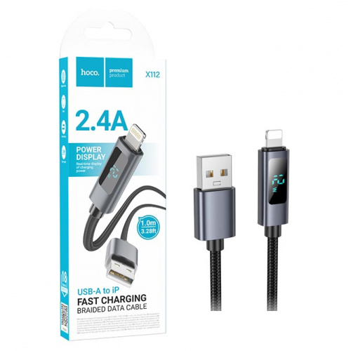 Кабель Hoco X112 (USB to Lightning) Favor charging data cable with display (Black) (31)