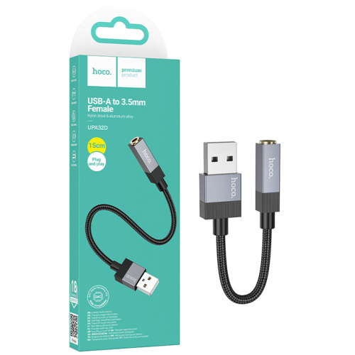 Кабель AUX 3,5 на USB Hoco UPA32D (15cm) Clever audio converter (Black) (31)