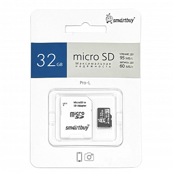 Карта Памяти Micro SD 32 GB Smart Buy Class 10 Pro UHS-I U3 (60/95 Mb/s) + адаптера
