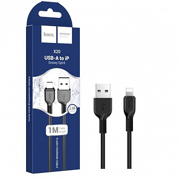 Кабель Hoco X20 (USB to Lightning) (1m) Flash (Black) (30)