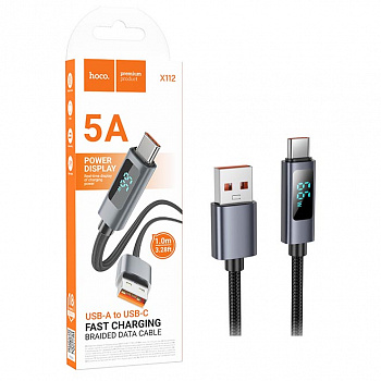 Кабель Hoco X112 (USB to Type-C) Favor 5A charging data cable with display (Black) (31)